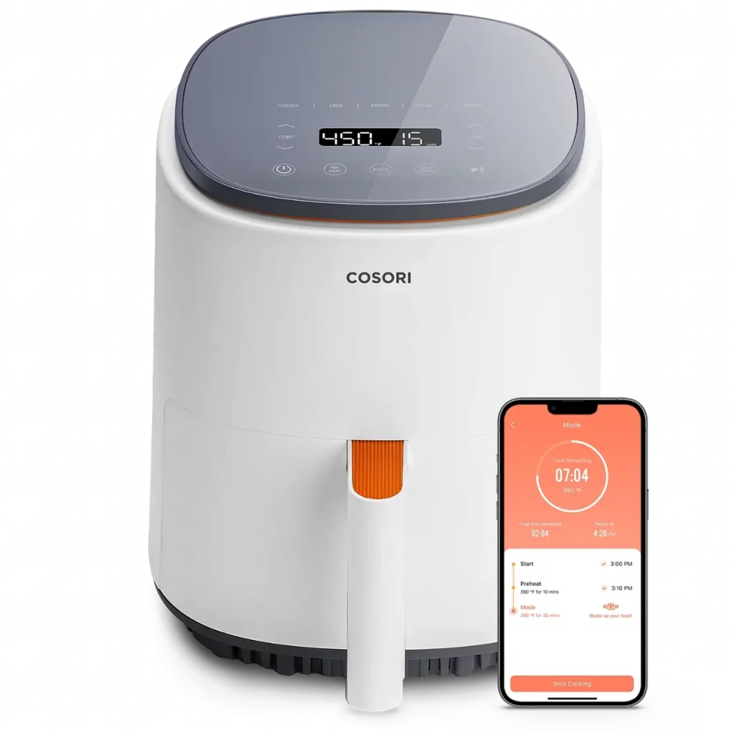 Freidora cosori blanco con wifi recetario