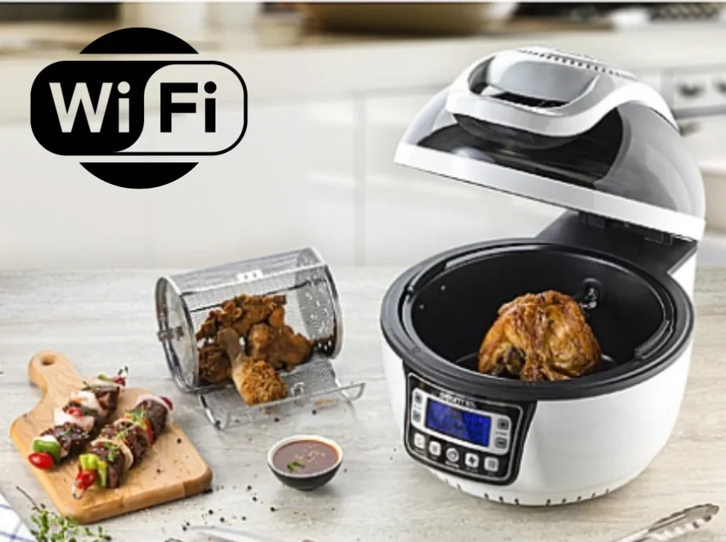 Freidora de aire caliente Gourmia  con wifi y comida hecha